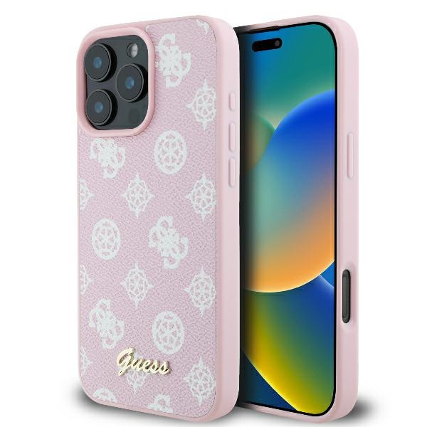 Guess GUHMP16LPGPYSP iPhone 16 Pro6.3" różowy/pink hardcase Peony Script Logo MagSafe