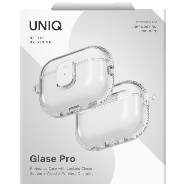 Etui UNIQ Glase Pro do AirPods Pro 3     Lock Case przezroczysty