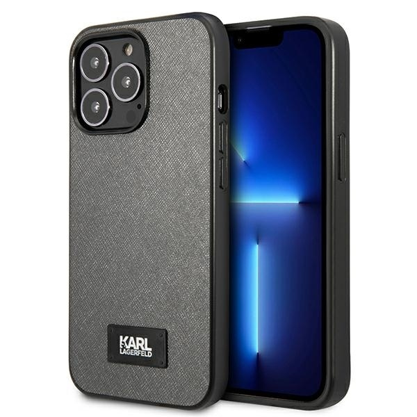 KARL LAGERFELD KLHCP13XSFMP2DG IPHONE 13 PRO MAX 6,7" HARDCASE SREBRNY/SILVER SAFFIANO PLAQUE