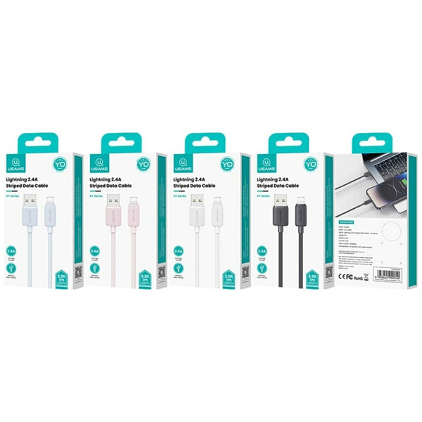 Kabel USAMS KY Series US-SJ694 2.4A      Lightning do USB-A 2m biały