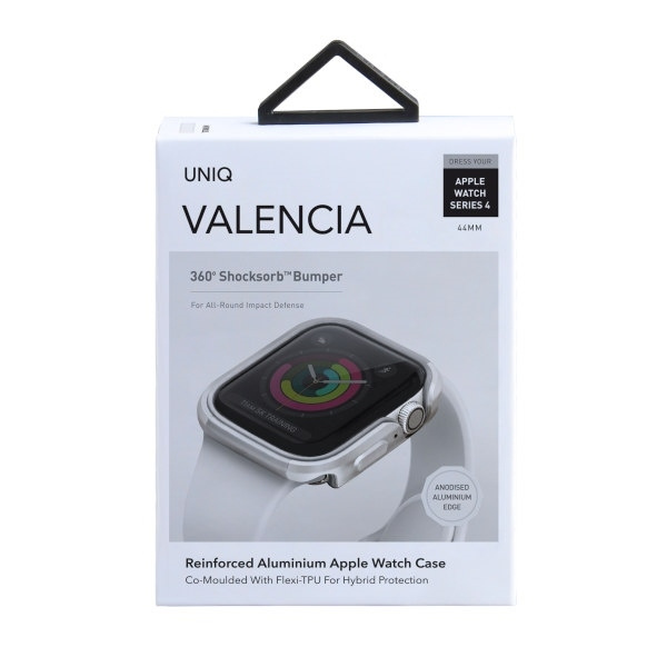 UNIQ etui Valencia Apple Watch Series 4/5/6/SE 44mm. srebrny/titanium silver