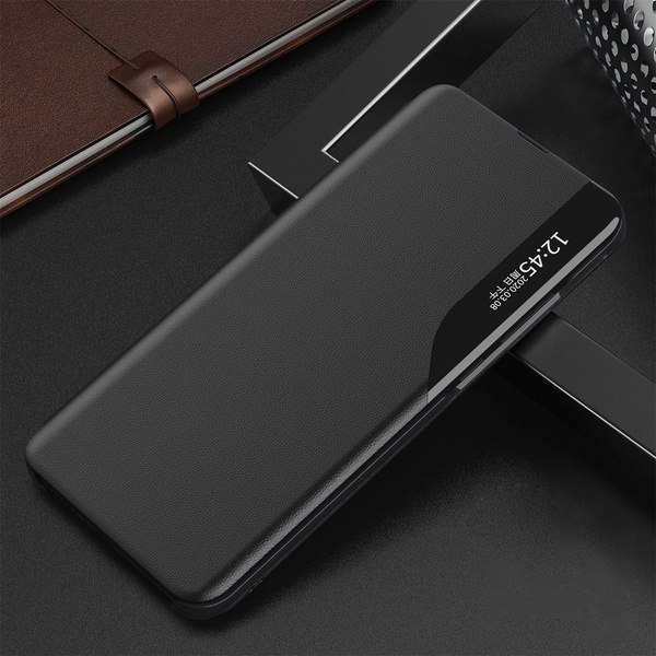 ECO LEATHER VIEW CASE ELEGANT BOOKCASE TYPE CASE WITH KICKSTAND FOR SAMSUNG GALAXY A72 4G BLACK