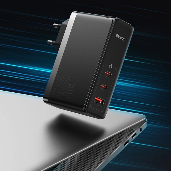 Baseus GaN5 Pro fast charger 2xUSB-C + USB 140W EU black (CCGP100201)