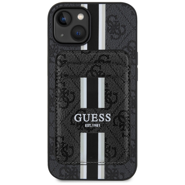 Etui Guess 4G Stripes z portfelem        Magsafe do iPhone 15 czarny