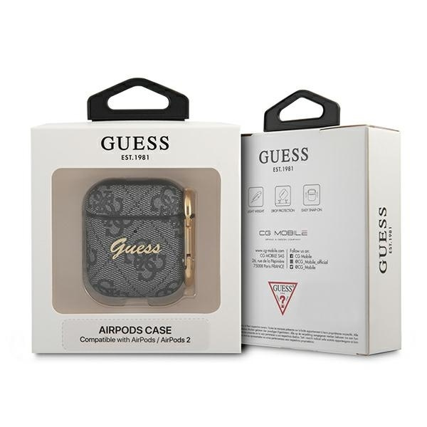 GUESS GUA24GSMK AIRPODS 1/2 COVER SZARY/GREY 4G SCRIPT METAL COLLECTION