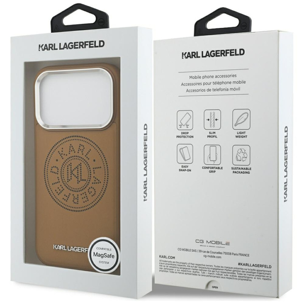Etui Karl Lagerfeld Point & Metal Logo   MagSafe do iPhone 17 Pro Max brązowy