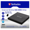 Verbatim Zewnętrzna nagrywarka Slimline  CD/DVD USB-A + kabel USB-A/USB-A do USB-C czarny/black 98938