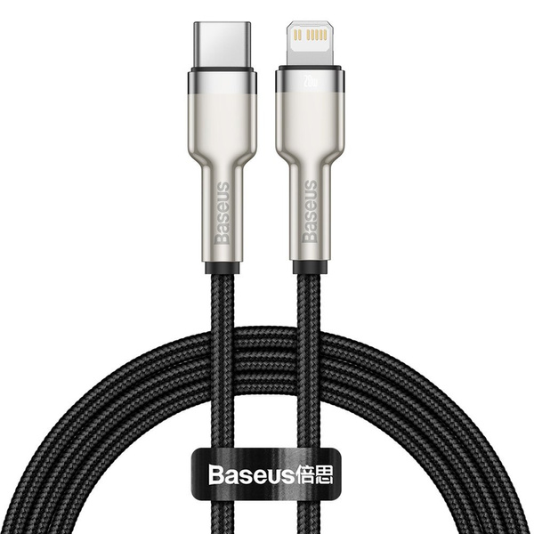 BASEUS CAFULE METAL DATA CABLE USB TYPE C - LIGHTNING 20 W POWER DELIVERY 1 M BLACK (CATLJK-A01)