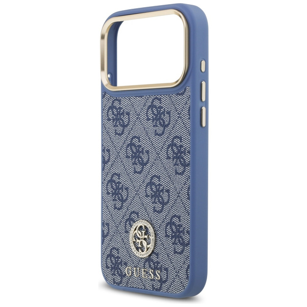 Etui Guess 4G Strass Logo MagSafe do     iPhone 17 Pro Max niebieski