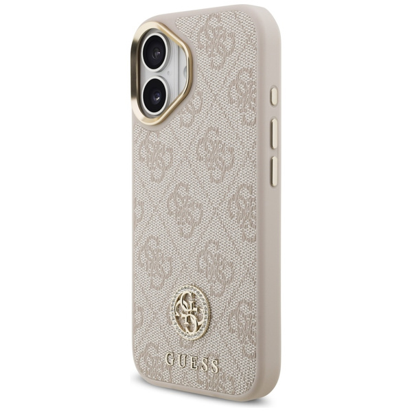 Etui Guess 4G Strass Logo & Big Strap    Metal Buttons MagSafe do iPhone 17 różowy