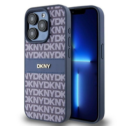 DKNY DKHCP15LPRTHSLB iPhone 15 Pro6.1" niebieski/blue hardcase Leather Mono Stripe & Metal Logo