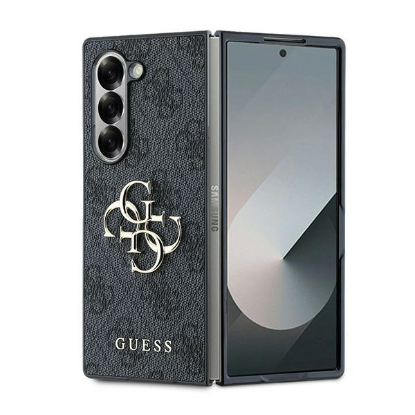 Guess GUHCZFD64GMGGR Z Fold6 F956 czarny/black leather 4G Metal Logo