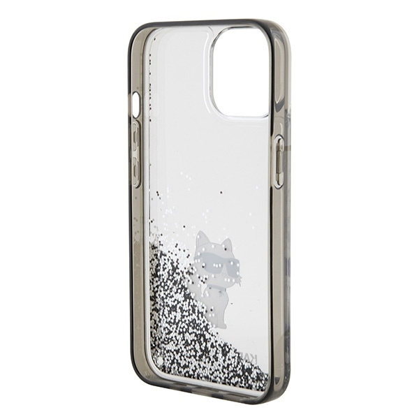 Etui Karl Lagerfeld Liquid Glitter Choupette do iPhone 15 - przezroczyste