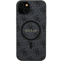 GUESS GUHMS24MG4GFRK S24+ S926 CZARNY/BLACK HARDCASE 4G COLLECTION LEATHER METAL MAGSAFE LOGO