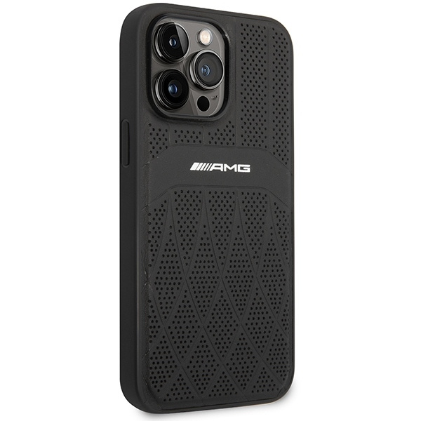 AMG AMHMP14XOSDBK iPhone 14 Pro Max 6.7" black/black hardcase Leather Curved Lines MagSafe