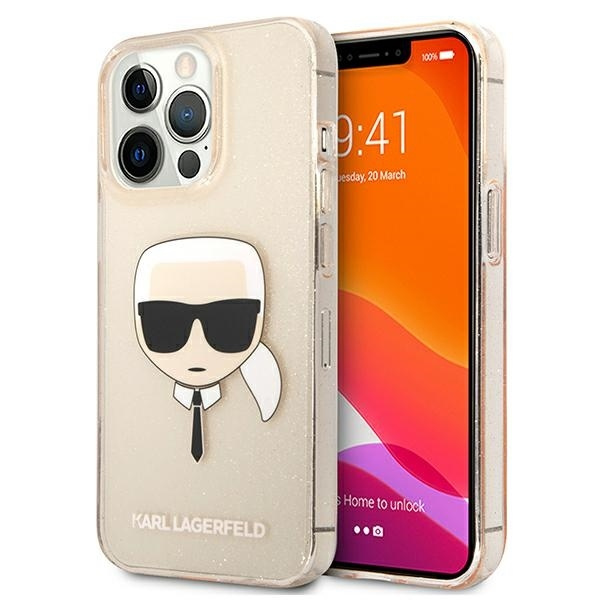 KARL LAGERFELD KLHCP13XKHTUGLGO IPHONE 13 PRO MAX 6.7 "GOLD/GOLD HARDCASE GLITTER KARL`S HEAD