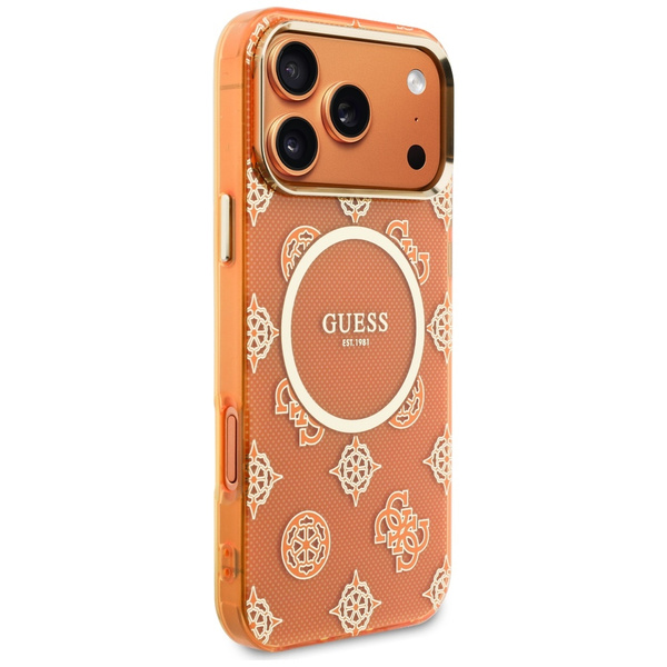 Etui Guess IML Peony Dot MagSafe do      iPhone 17 Pro Max pomarańczowy