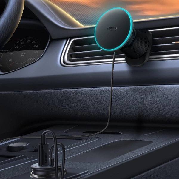 Baseus CW01 car holder for iPhone with 15W inductive charger for air vent - black