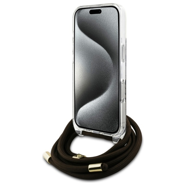 Guess GUHCP16LHC4SEW iPhone 16 Pro 6.3"  brązowy/brown hardcase Crossbody Cord 4G Print