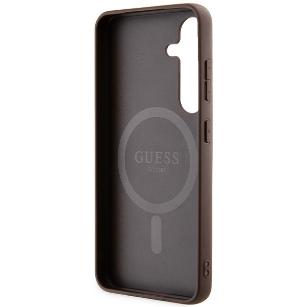 GUESS GUHMS24SG4GFRW S24 S921 BRĄZOWY/BROWN HARDCASE 4G COLLECTION LEATHER METAL LOGO MAGSAFE