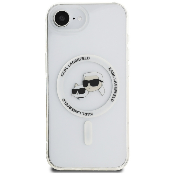 Etui Karl Lagerfeld IML Metal Karl &     Choupette Heads MagSafe do iPhone 16e biały