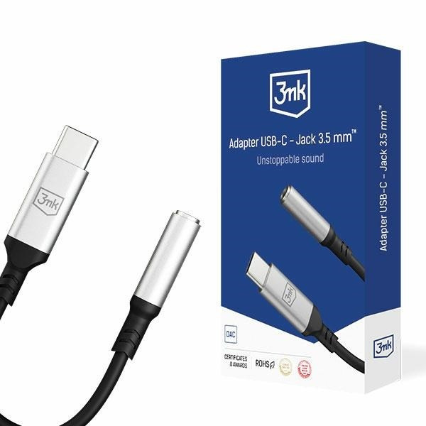 3MK USB -C ADAPTER - JACK 3.5 MM BLACK / BLACK