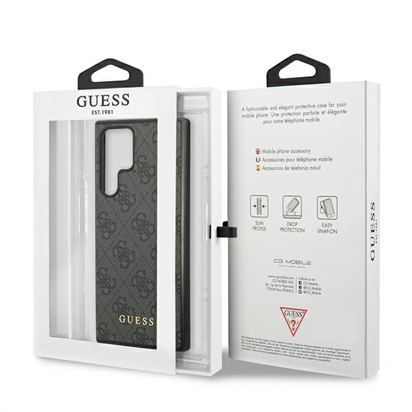 Guess GUHCS22LG4GFGR S22 Ultra S908szary/grey hard case 4G Metal Gold Logo