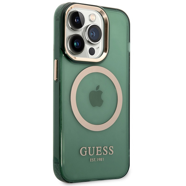 Guess GUHMP14XHTCMA iPhone 14 Pro Max6,7" zielony/khaki hard case Gold Outline Translucent MagSafe