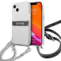 Guess GUHCP13SKC4GBSI iPhone 13 mini5,4" Transparent hardcase 4G Grey Strap Silver Chain
