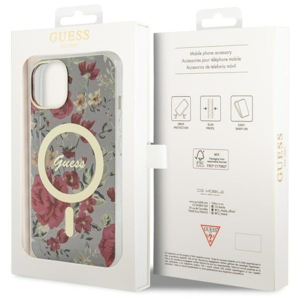 Guess GUHMP14MHCFWSA iPhone 14 Plus/ 15 Plus 6.7" zielony/khaki hardcase Flower MagSafe