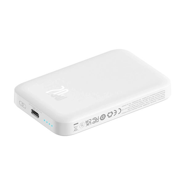 Powerbank Baseus Magnetic Mini Air PPCXM06A 6000mAh 20W z kablem Simple Series USB-C - biały