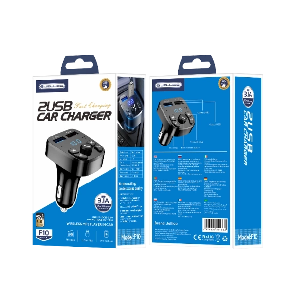 JELLICO transmiter FM F10 2xUSB 3.1A Czarny