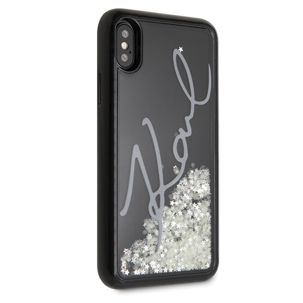 KARL LAGERFELD KLHCPXPH2IR IPHONE X/XS CZARNY/BLACK GLITTER SIGNATURE - GLOW IN THE DARK