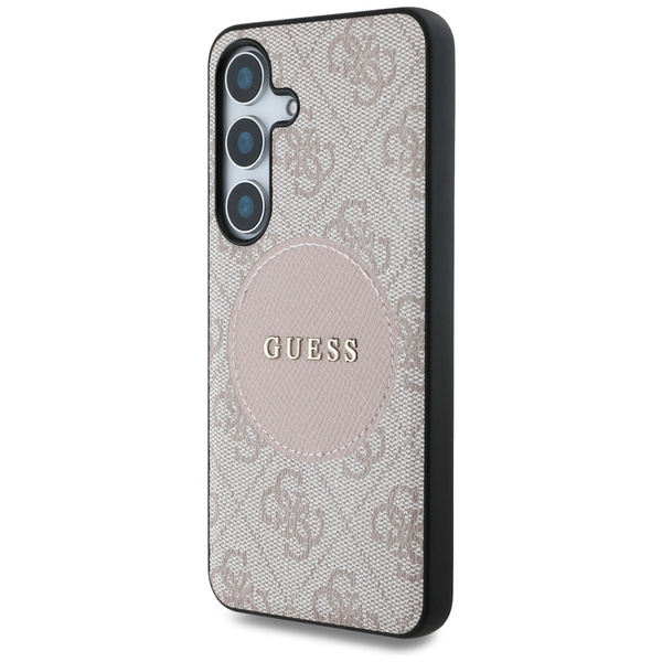 Etui Guess 4G Round Patch Classic Logo   MagSafe do Samsung Galaxy S25+ różowy