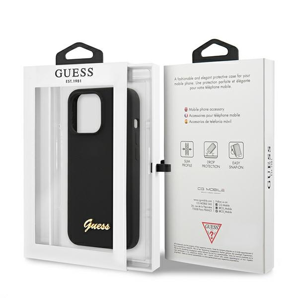 Guess GUHMP13XLSLMGBK iPhone 13 Pro Max6,7" black/czarny hardcase Silicone Script Gold Logo MagSafe