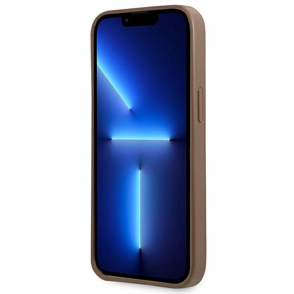 Guess GUHCP13MP4TPW iPhone 13 / 14 / 15 6.1" brązowy/brown hardcase 4G Triangle Logo Cardslot