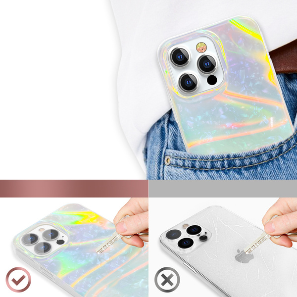 Kingxbar Shell Series luksusowe eleganckie etui na iPhone 13 perłowy-miętowy