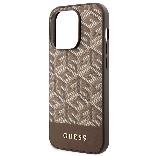 GUESS GUHMP14LHGCFSEW IPHONE 14 PRO 6.1 "BROWN/BROWN HARD CASE GCUBE STRIPES MAGSAFE