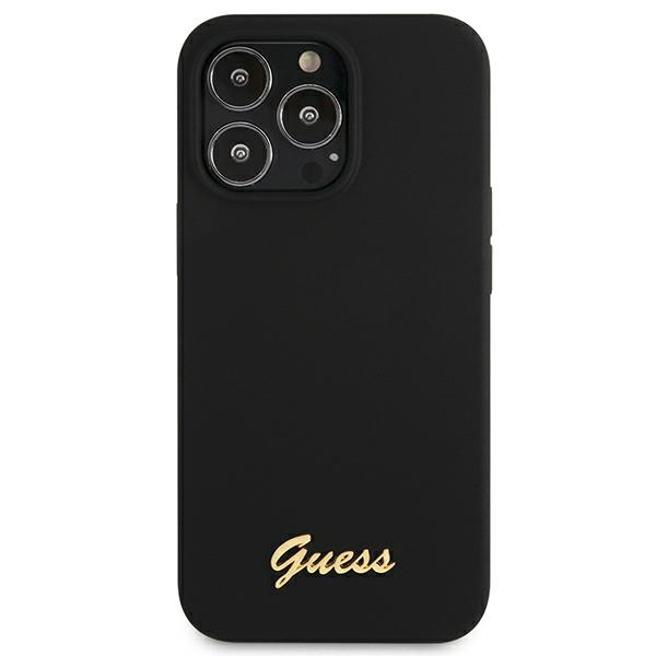 Guess GUHMP13XLSLMGBK iPhone 13 Pro Max6,7" black/czarny hardcase Silicone Script Gold Logo MagSafe