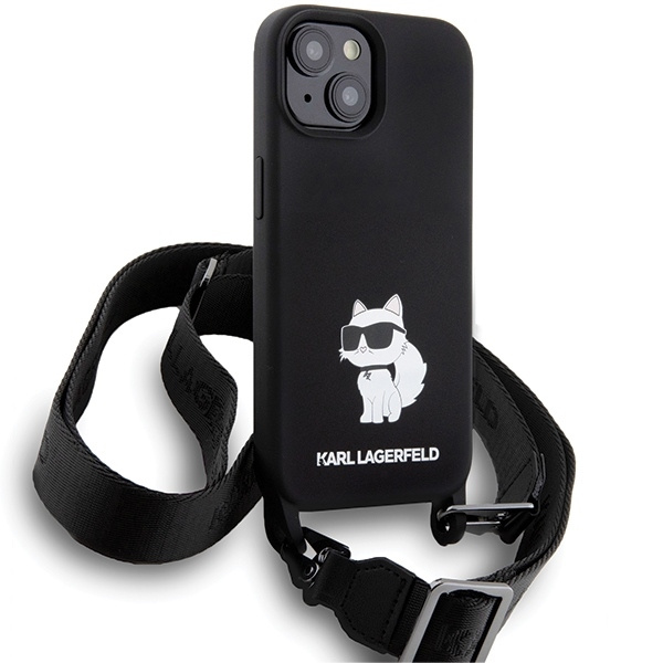 Etui Karl Lagerfeld Crossbody Silicone Choupette do iPhone 15 - czarne