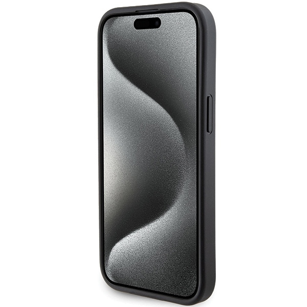 Karl Lagerfeld Gripstand Saffiano Choupette Pins case for iPhone 15 - black