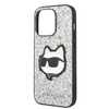 Etui Karl Lagerfeld Glitter Choupette Patch na iPhone 14 Pro - srebrne
