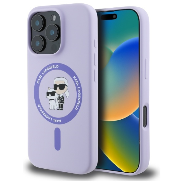 Karl Lagerfeld KLHMP16LSCMKCRHU iPhone 16 Pro fioletowy/purple HC MagSafe Silicone KC Heads Ring