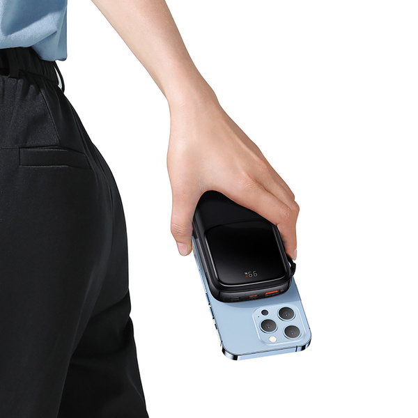 Baseus Qpow power bank 10000mAh wbudowany kabel USB Typu C 22.5W Quick Charge SCP AFC FCP niebieski (PPQD020103)