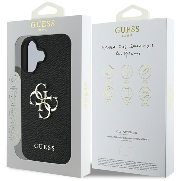 Etui Guess Grained Big 4G Logo Small     Classic Logo do iPhone 16 czarny