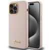 Guess GUHCP15XSMBSLP iPhone 15 Pro Max 6.7" różowy/pink hardcase Silicone Script Metal Logo & Frame