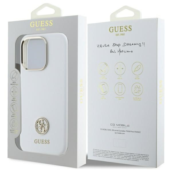 Guess GUHCP16XM4DGPH iPhone 16 Pro Max   6.9" biały/white hardcase Silicone Logo Strass 4G