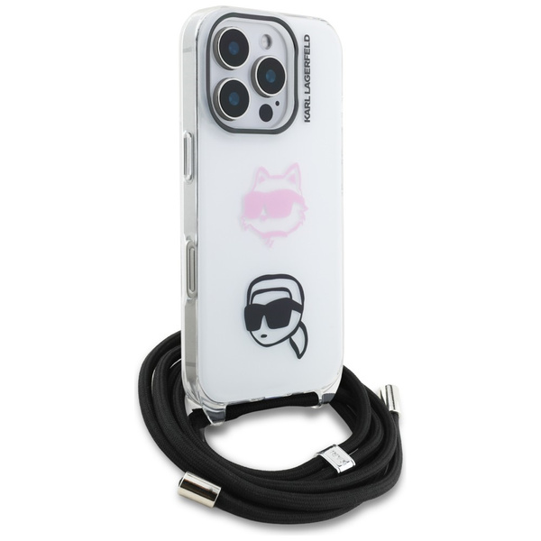 Etui Karl Lagerfeld IML Crossbody        Karl&Choupette Head do iPhone 16 Pro Max biały