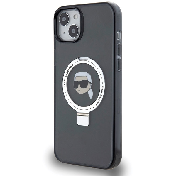 Etui Karl Lagerfeld Ring Stand Karl Head MagSafe na iPhone 15 Plus / 14 Plus - czarne