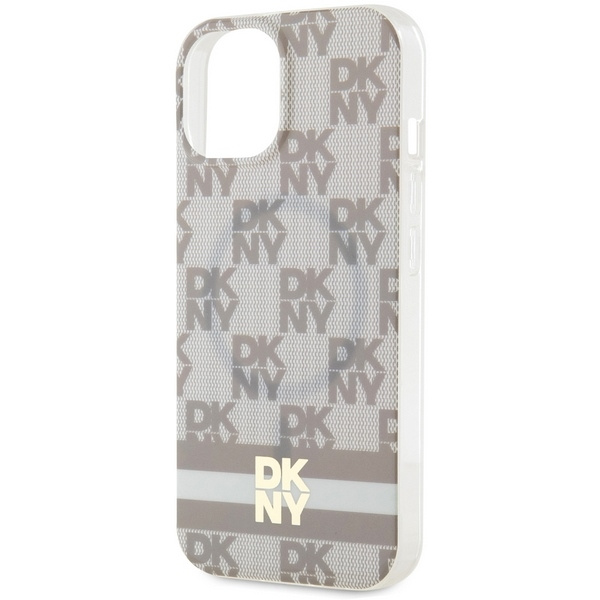 DKNY DKHMP15SHCPTSE iPhone 15 / 14 / 136.1" beżowy/beige hardcase IML Checkered Mono Pattern & Printed Stripes MagSafe